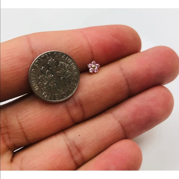 14K Yellow Gold Created Diamond Shape Nose Rings - Picture 3 of 6